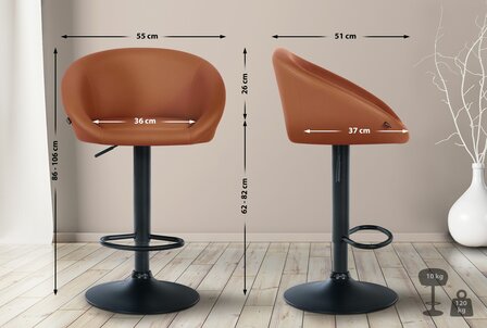 Barstoel Devia Kunstleer zwart, Bruin