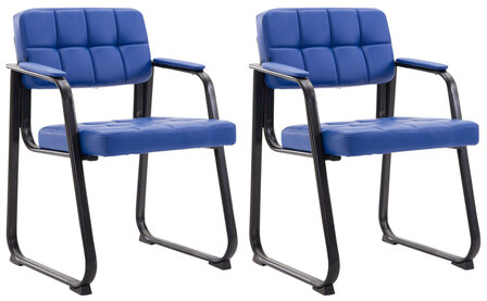 2-delige set bezoekersstoelen Cinidi B kunstleer, Blauw