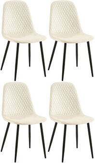 4-delige set stoelen Gevirny fluweel, Creme