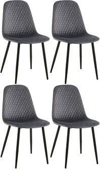 4-delige set stoelen Gevirny fluweel, Grijs