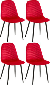4-delige set stoelen Gevirny Fluweel, Rood