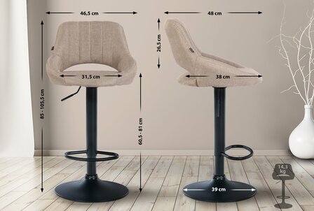 Barstoel Bermuda Rood, Taupe