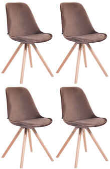 Set van 4 stoelen Teulouso Fluweel Rond natuur, Bruin