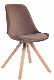 4-delige set stoelen Teulouso Velvet Square naturel, Bruin