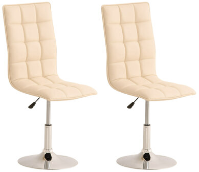 2-delige set eetkamerstoelen Pikeng, Creme