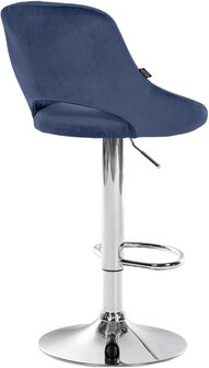 Barkruk Melit Fluweel chroom, Blauw