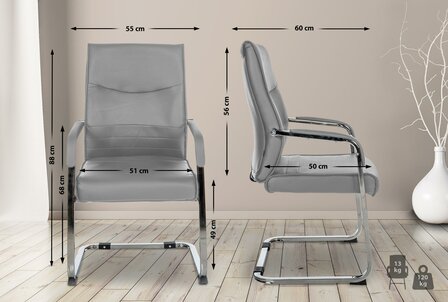 Set van 2 bezoekersstoelen Habort, Grijs