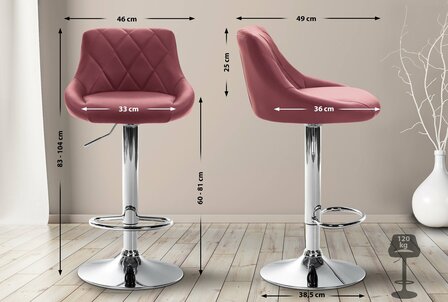 Barstoel Lozia Kunstleer chroom, Rood