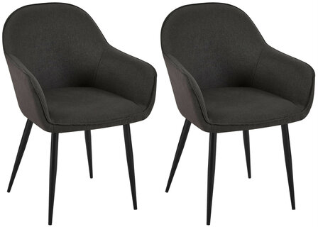 2-delige set eetkamerstoelen Beiso Stof, Zwart