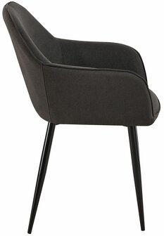 2-delige set eetkamerstoelen Beiso Stof, Zwart