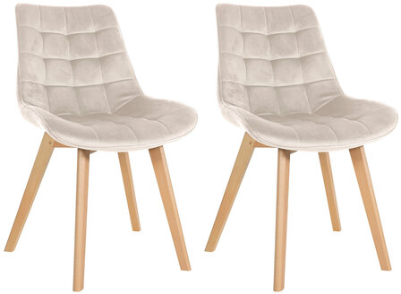 2-delige set stoelen Briik Fluweel, Creme