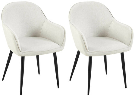 2-delige set eetkamerstoelen Beiso Stof, Creme