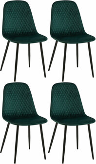 4-delige set stoelen Gevirny fluweel, Groen