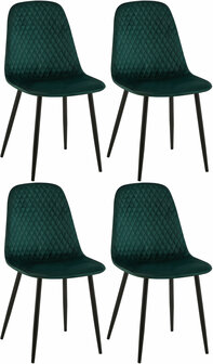 4-delige set stoelen Gevirny fluweel, Groen