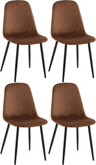 4-delige set stoelen Gevirny fluweel, Bruin