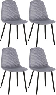 4-delige set stoelen Gevirny fluweel, Grijs