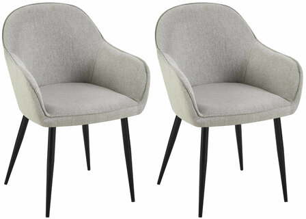 2-delige set eetkamerstoelen Beiso Stof, Grijs