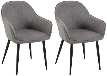 2-delige set eetkamerstoelen Beiso Stof, Grijs