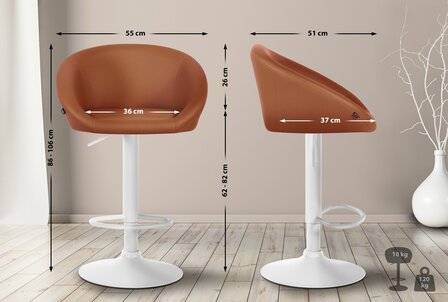 Barstoel Devia Kunstleer wit, Bruin