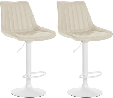 2-delige set barkruk Tino kunstleer wit, Creme