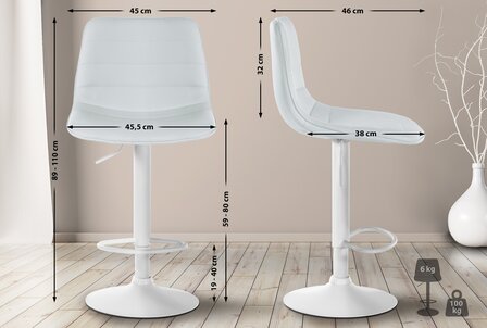 2-delige set barkrukken Lix kunstleer W, Wit