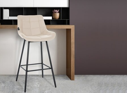 Barkruk Wosten Kunstleer, Creme