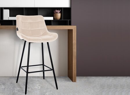 Barkruk Wosten Fluweel, Creme