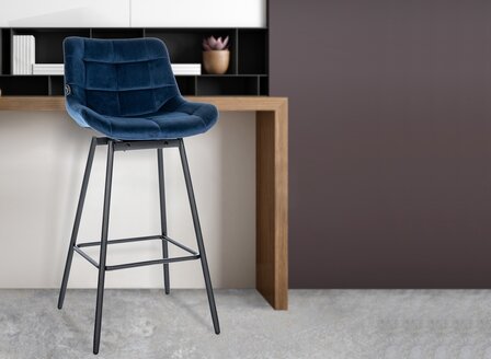 Barkruk Weston Draaibaar Fluweel, Blauw
