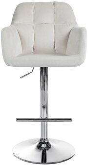 Barkruk Nitimi Fluweel chroom, Creme