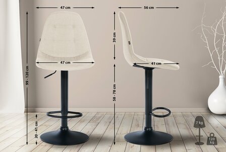 Barstoel Ilmiri Stof B, Creme