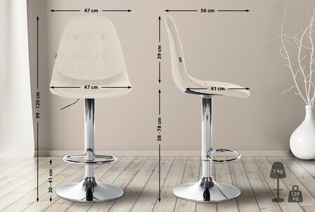 Barstoel Ilmiri Stof C, Creme