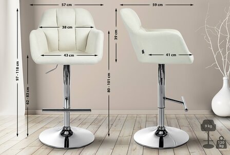 Barstoel Nitimi Stof chroom, Creme