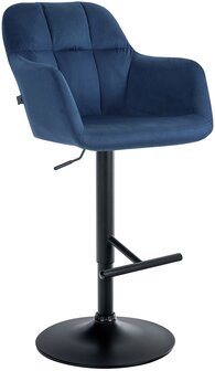Barkruk Nitimi fluweel zwart, Blauw