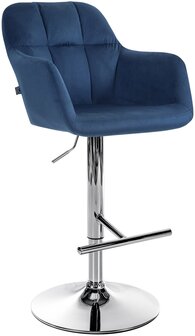 Barkruk Nitimi Fluweel chroom, Blauw