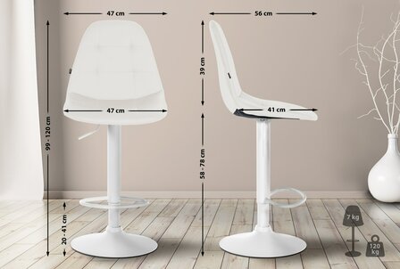 Barstoel Ilmiri Kunstleer W, Wit