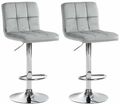 2-delige set barkrukken Pure fluweel chroom, Grijs