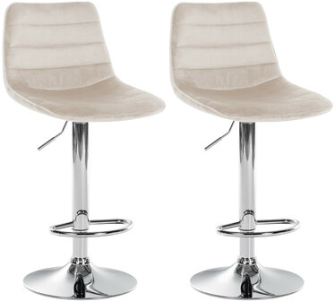 2-delige set barkrukken Lix fluweel chroom, Creme