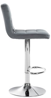 Barkruk Pure Fluweel chroom, Grijs