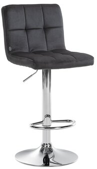 Barkruk Pure Fluweel chroom, Zwart