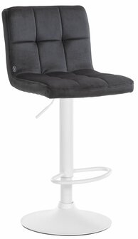 Barkruk Pure Fluweel wit, Zwart
