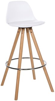 Barstoel Cirbon Kunstleer Rond naturel, Wit