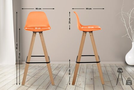 Barstoel Cirbon Kunstleer Vierkant natuur, Oranje