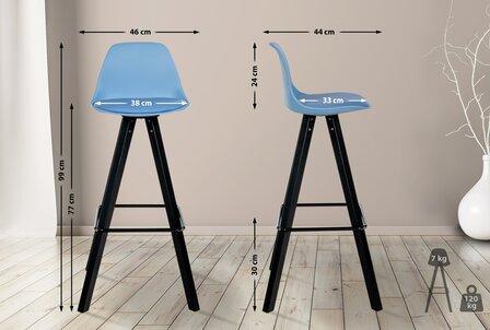 Barstoel Cirbon Kunstleer Vierkant zwart, Blauw