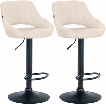 2-delige set barkrukken Melit stof B, Creme