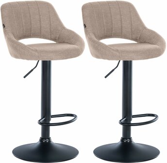 2-delige set barkrukken Melit stof B, Taupe
