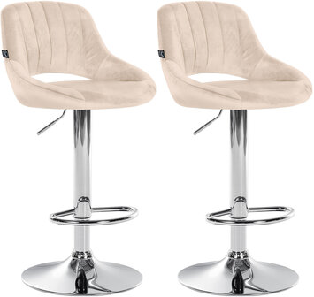 2-delige set barkrukken Melit fluweel C, Creme