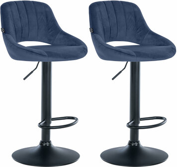 2-delige set barkrukken Melit fluweel B, Blauw