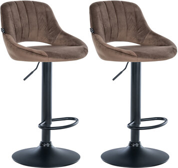 2-delige set barkrukken Melit fluweel B, Bruin