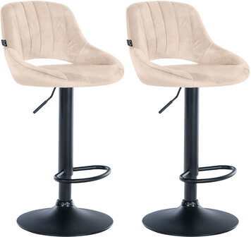 2-delige set barkrukken Melit fluweel B, Creme