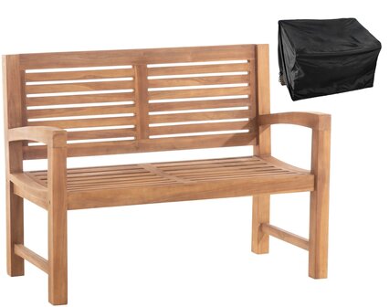 Teakbank Heldan 120 cm met afdekhoes, 